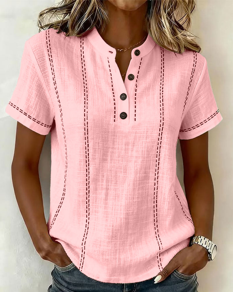 Camiseta Modo Informal Botón Cuello en V