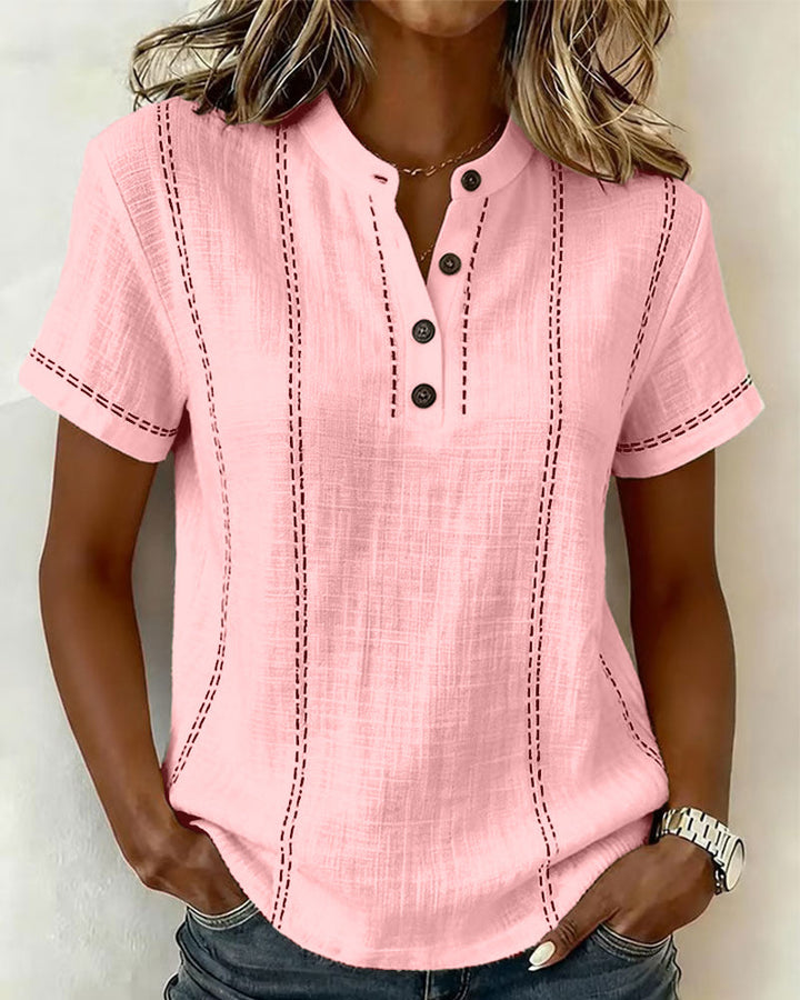 Camiseta Modo Informal Botón Cuello en V