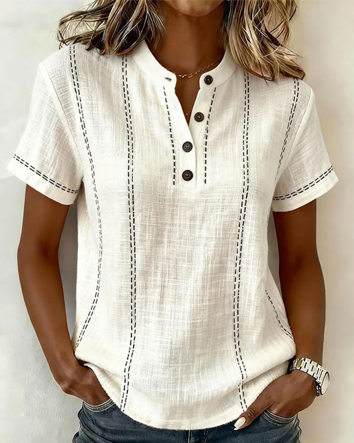 Camiseta Modo Informal Botón Cuello en V