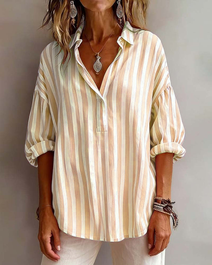 Blusa Rayada Amplia Con Cuello