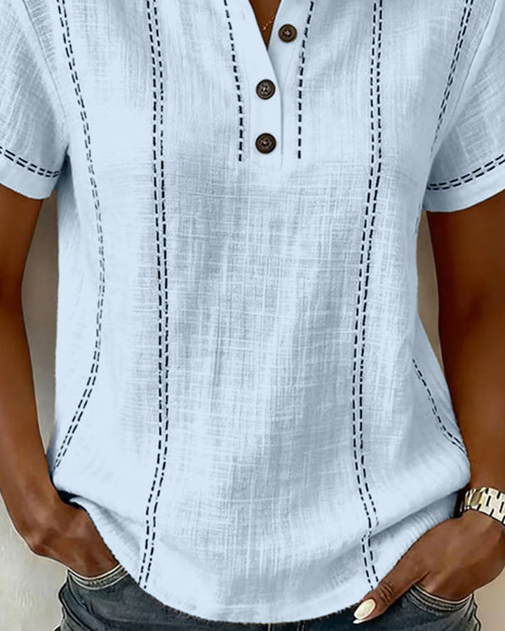 Camiseta Modo Informal Botón Cuello en V