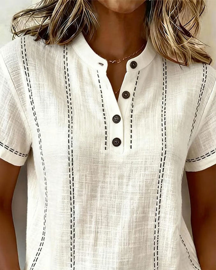 Camiseta Modo Informal Botón Cuello en V