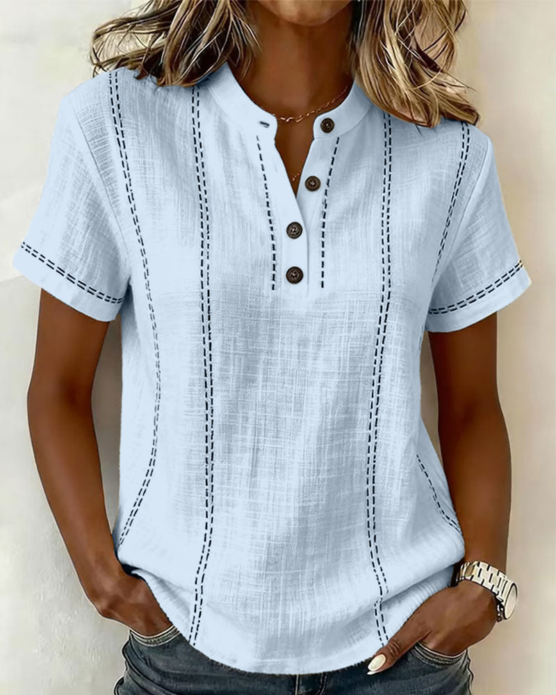 Camiseta Modo Informal Botón Cuello en V