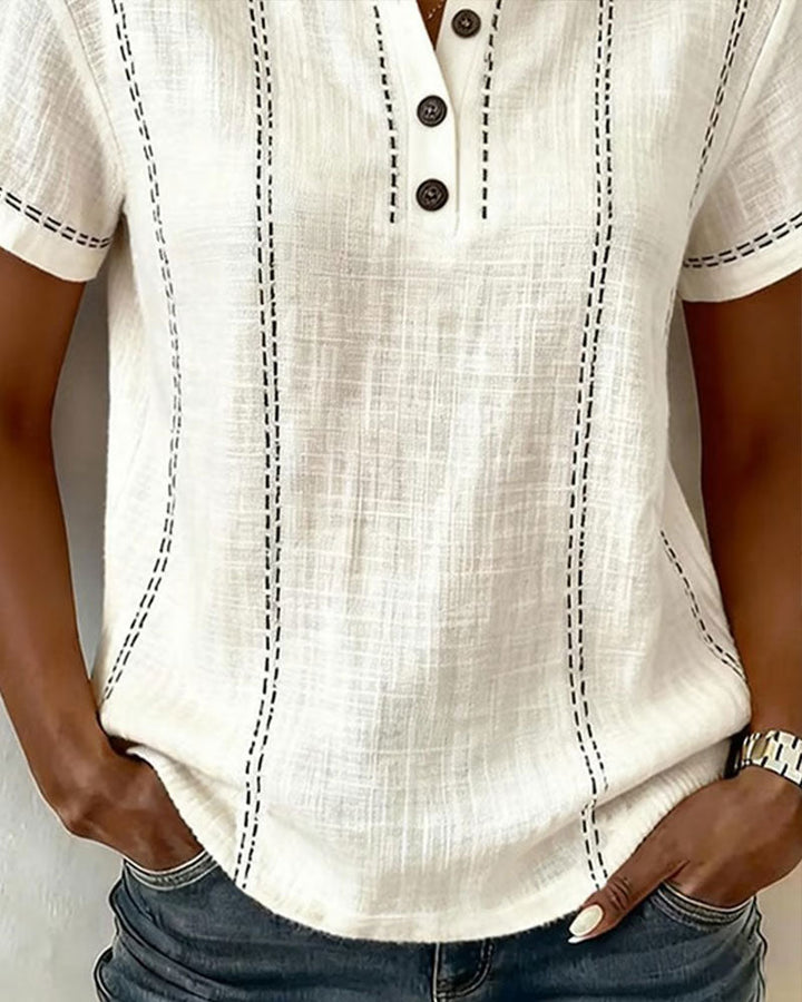 Camiseta Modo Informal Botón Cuello en V