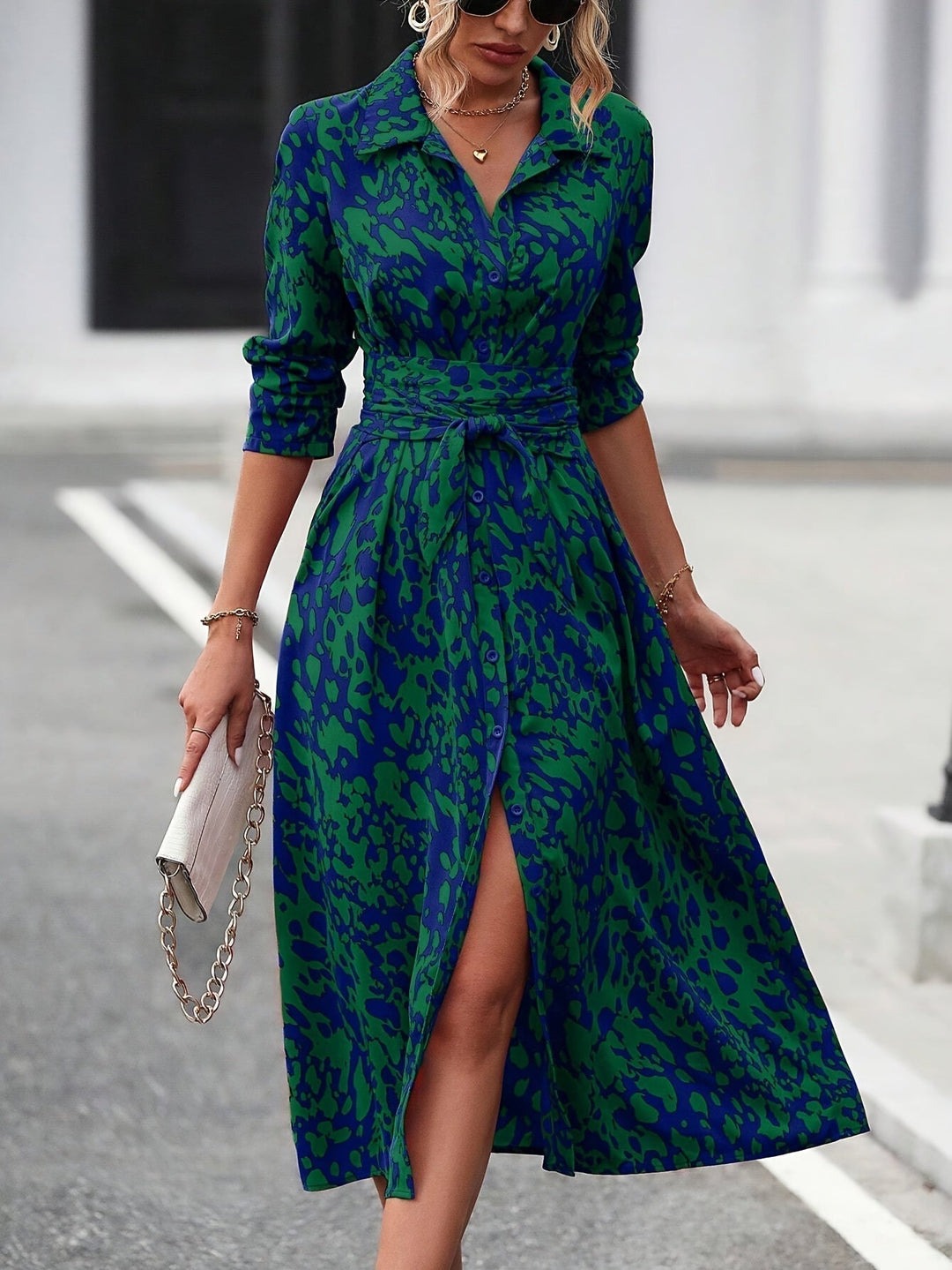 Zafira™ | Vestido Camisa Geométrico
