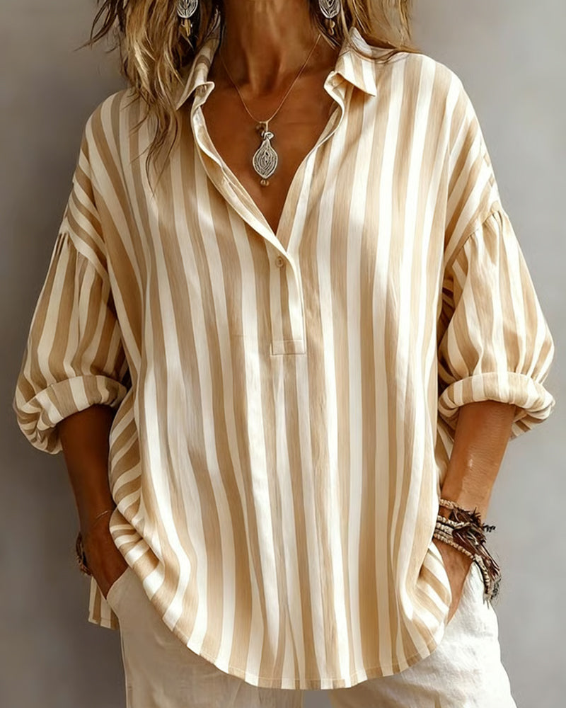 Blusa Rayada Amplia Con Cuello