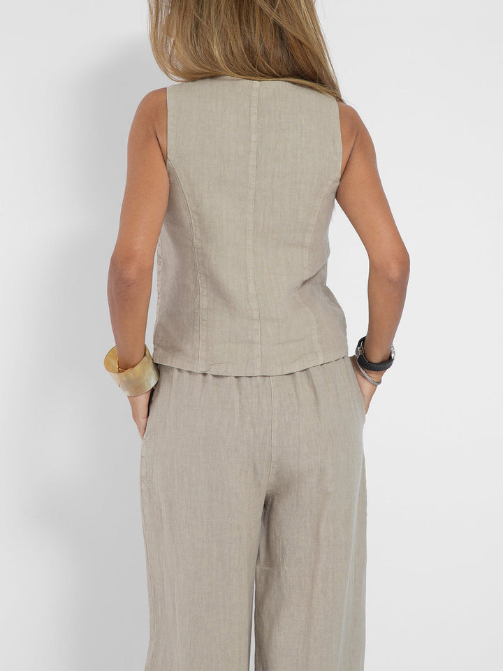 Aira – Conjunto elegante de dos piezas con chaleco y pantalón de pierna ancha