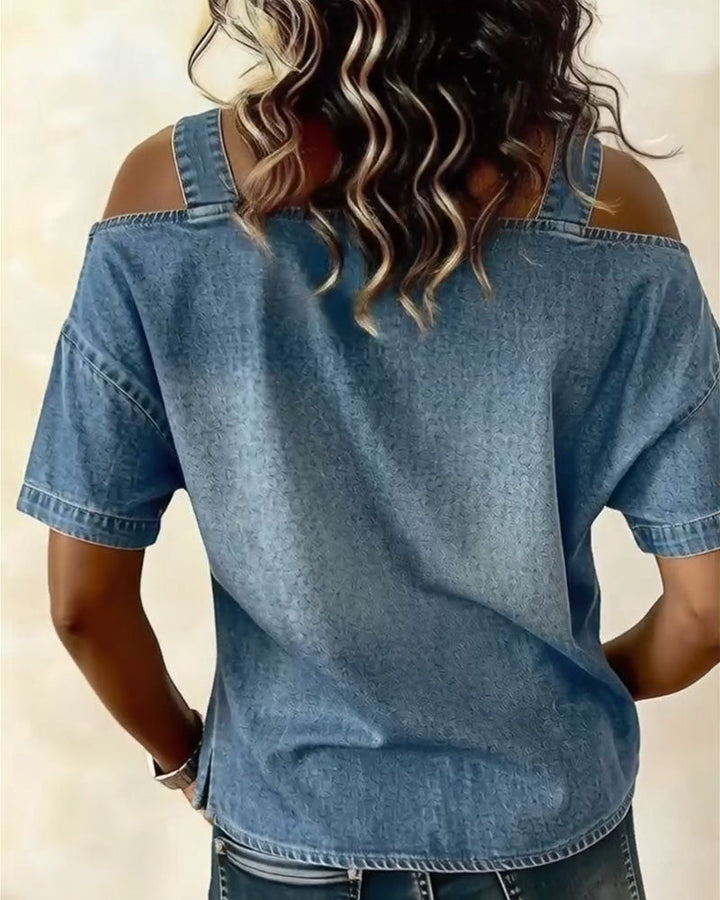 Chemisier Off-Shoulder Con Tirantes de Denim