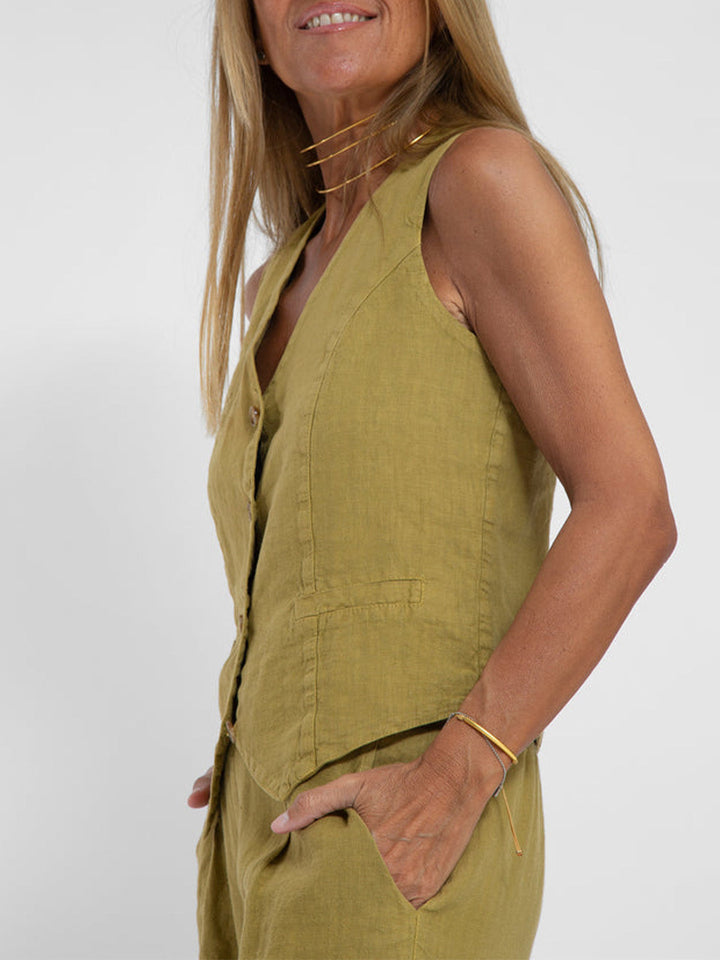 Aira – Conjunto elegante de dos piezas con chaleco y pantalón de pierna ancha