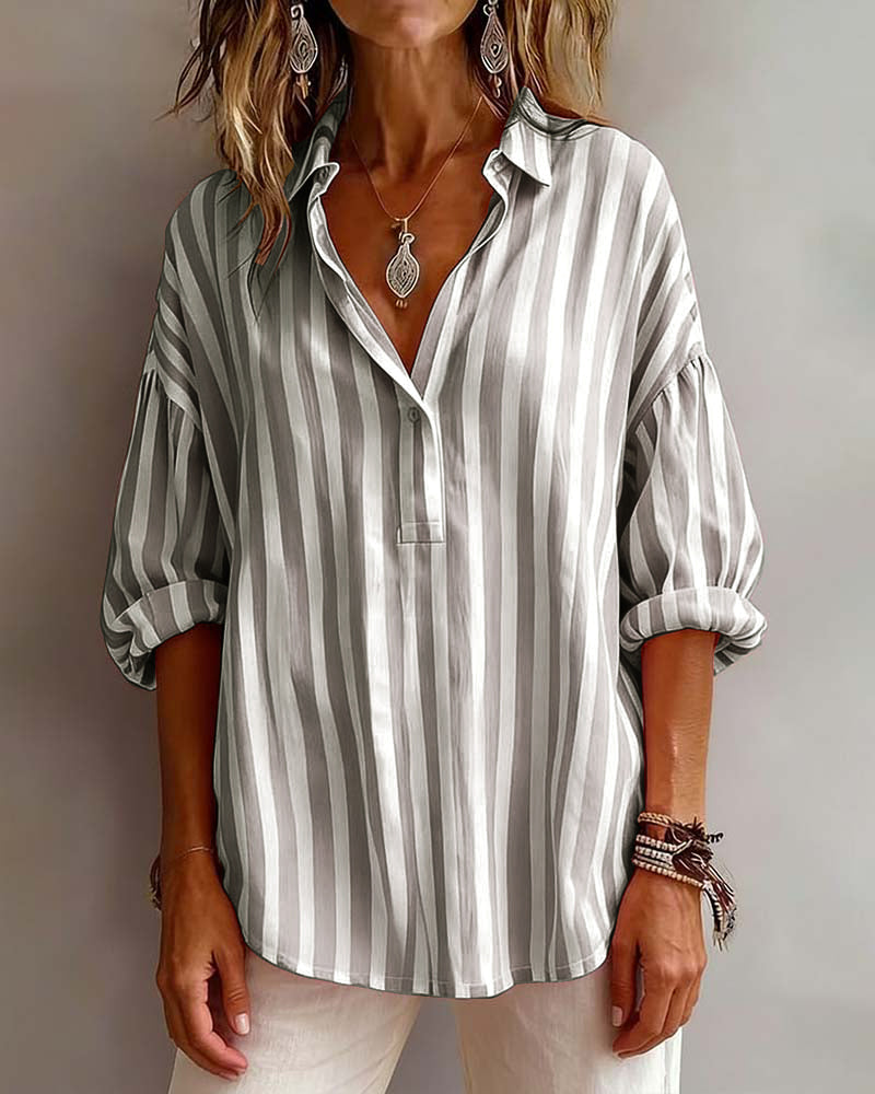 Blusa Rayada Amplia Con Cuello