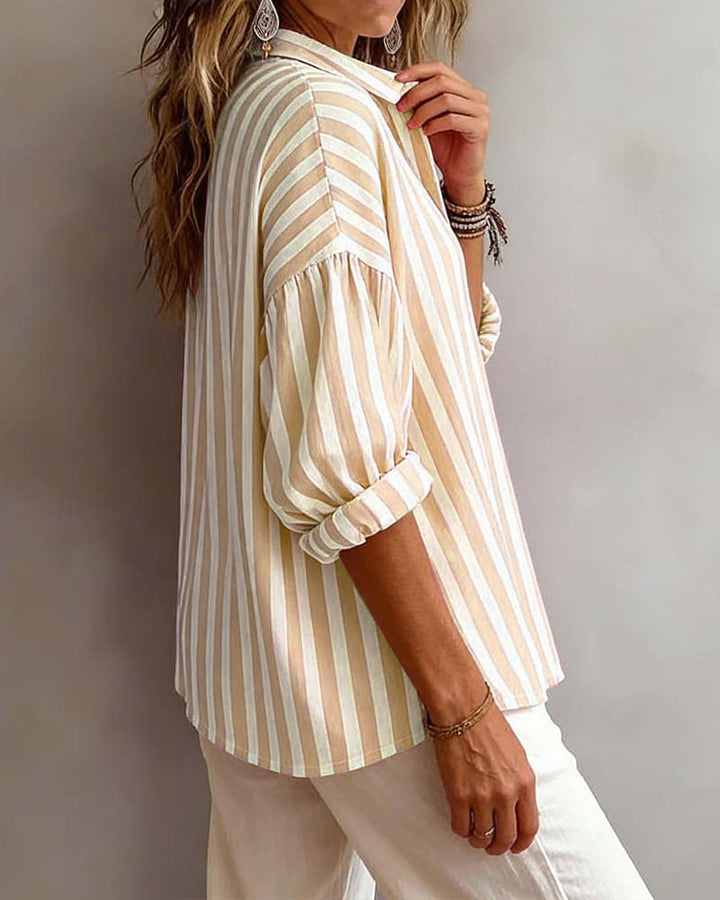 Blusa Rayada Amplia Con Cuello